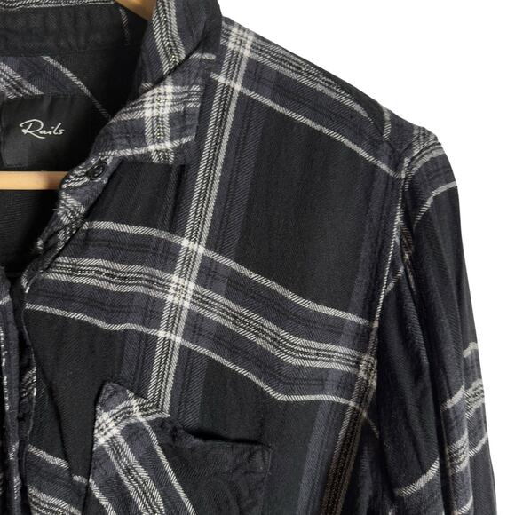 Rails Hunter Metallic Black White Plaid Long Sleeve Button Down Shirt Size XL - Picture 3 of 9